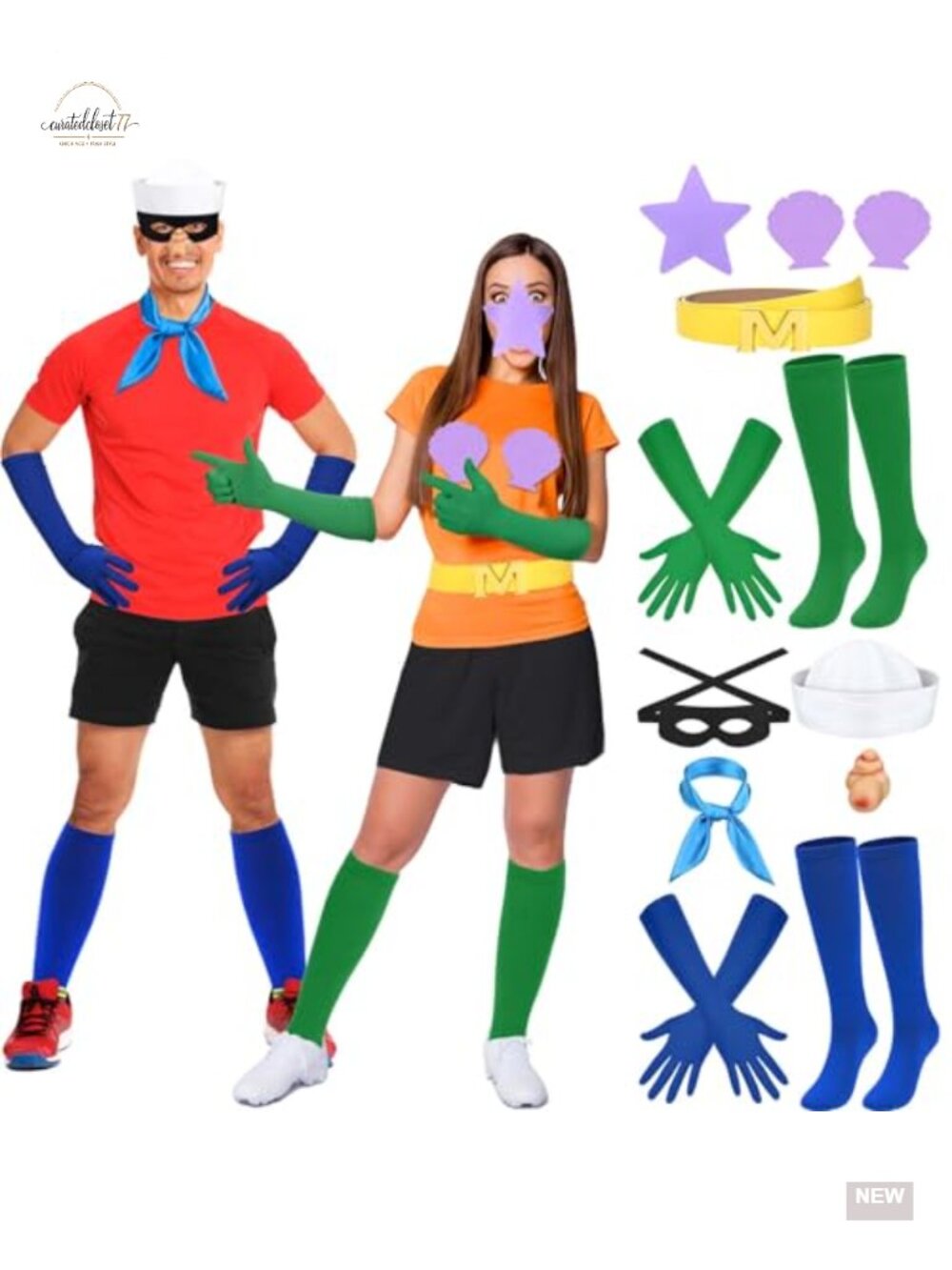 Halloween Sailor Mermaid Costume Set for Couples